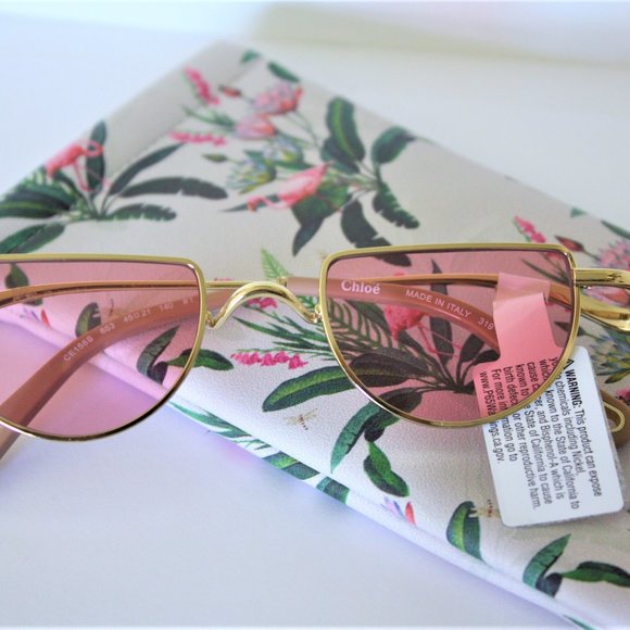 Chloe Gold Metal Frame pink Lens Sunglasses CE158S NEW main image 10